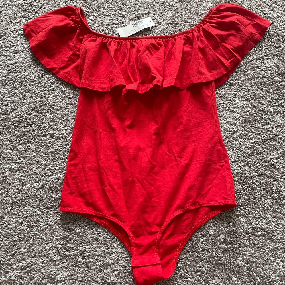 NWT Jcrew off bodysuit red size S